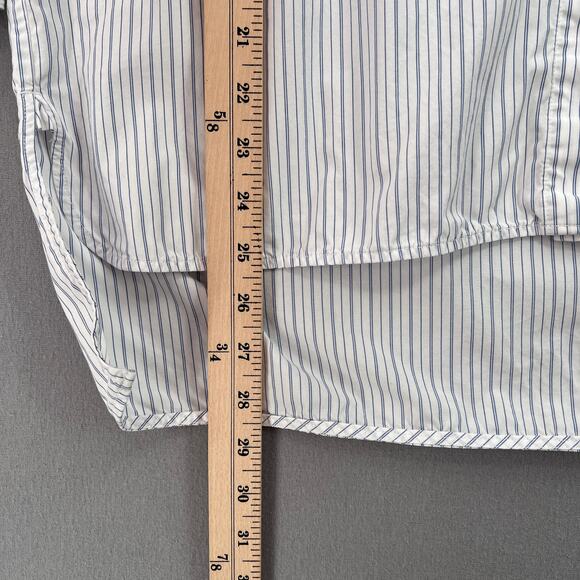 EVERLANE Striped Cotton Button Up Womens 2 White Blue Long Sleeve Relaxed Preppy - Picture 12 of 12